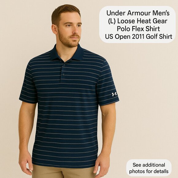 Under Armour Men’s (L) Loose Heat Gear Polo Flex Shirt US Open 2011 Golf Shirt - Picture 1 of 10